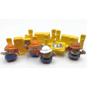 Fisher Price Little People Construction Worker Figures Yellow Fence Toy Lot